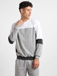 Sudadera de Cuello Redondo con Bloques de Color para Hombre, Manga Larga, Informal, para Otoño, Mezcla de Poliéster y Algodón, Corte Regular, Conjunto Deportivo - Product Image 1