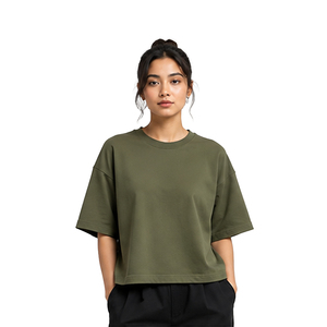 Custom Womens Boxy T Shirts Premium Cotton Oversized Short Sleeve Streetwear Tee Private Label OEM ODM Wholesale Clothing Womens - Product Image 4