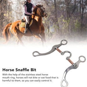 Bocado de acero inoxidable para caballo con enlace central de cobre y boquilla de cadena para equitación - Product Image 6