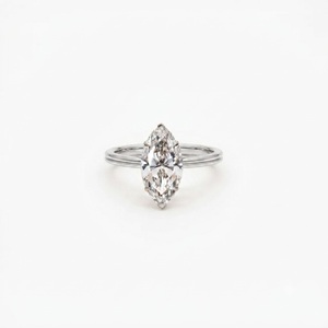 Anillo de compromiso de diamante de laboratorio marquise con claridad DEF Color VS VVS, oro macizo de 9K, 10K, 14K, 18K, certificado IGI, con halo oculto, solitario - Product Image 2