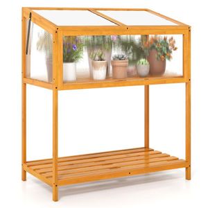 Serra 2-in-1 in legno di abete con ripiano a doghe e tetto regolabile per una stagione di coltivazione prolungata - Product Image 4