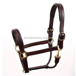 Horse Leather <b>Halter</b> Eco-friendly High Quality Manufacturer 100% Pure Leather <b>Halter</b> With Rose Gold Brass Accessories - Product Image 1