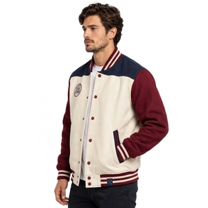 <b>Men</b> Varsity <b>Jacket</b> Custom Letterman <b>Jacket</b> Wool Blend Body <b>Faux</b> <b>Leather</b> Sleeves Embroidered Detail Casual Outerwear OEM - Product Image 4