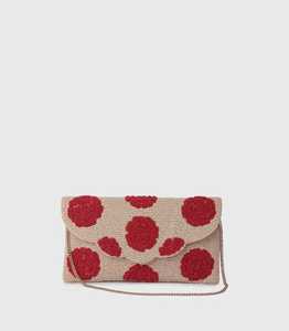 Bolso rectangular bordado floral con cuentas hecho a mano con correa de cadena para fiestas - Product Image 4