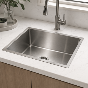 Évier de cuisine encastré en acier inoxydable brossé, cuve carrée simple, qualité 304 - Product Image 2
