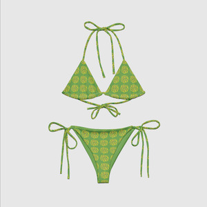 Conjunto de Bikini Rojo de Alta Calidad, 200 GSM, Poliéster y Spandex, con Lazos Laterales y Diseño de Logotipo Personalizado con Termotransferencia - Product Image 2
