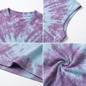 Wholesale Men's Retro Tie Dye Washed Premium Quality 100% Cotton Custom Print Breathable Gym Tank Top with <b>Drop</b> Shoulder - Product Image 2