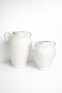 Rustic White Aluminum <b>Vase</b> Textured Urn Planter with Handles Modern Nordic Home Decor Wholesale Terracotta Flower Pot <b>Vases</b> - Product Image 1