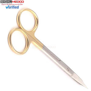 Tijeras Goldman Fox de 5 Pulgadas con Insertos de Carburo de Tungsteno, Mango Chapado en Oro, Precisión Quirúrgica, Certificación CE - Product Image 2