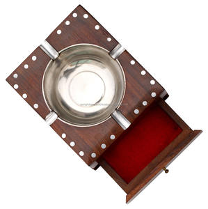 Cenicero de madera maciza con ranuras cuadradas Retro al por mayor, promoción personalizada creativa, caja de madera, Cenicero de Metal para cigarros, decoración de madera - Product Image 4