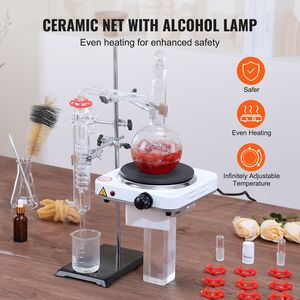 Kit di Distillazione per Oli Essenziali 500ml, Apparato di Distillazione in Vetro Borosilicato 3.3, Piastra Riscaldante 1000W, Evaporatore Rotante da Laboratorio - Product Image 5