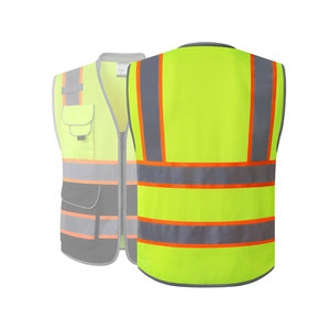 Hi Visibility Breathable Polyester Safety Vest with Reflective Stripes and <b>Multiple</b> Pockets Unisex Workwear - Product Image 3