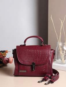 Genuine Leather Maroon Classic <b>Satchel</b> Bag <b>for</b> <b>Men</b> Women Handmade Vintage Shoulder Messenger Bag 3L Capacity Detachable Strap - Product Image 2