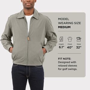 Blouson bomber vert olive pour homme, fermeture éclair, style décontracté, col rabattable, extérieur en polyester, coupe-vent, vêtement d'automne - Product Image 2
