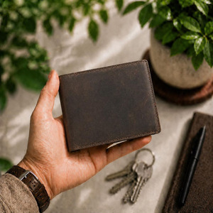 Luxury handmade men leather <b>wallets</b> RFID <b>secure</b> bifold card holder bulk supplier custom branding export premium fashion for sale - Product Image 1