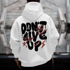 Sudadera con Capucha Personalizada con Estampado Gráfico, Sudadera Oversize para Hombre, Blanca, de Algodón, Estilo Casual Urbano, con Estampado de Goteo y Bolsillo - Product Image 3