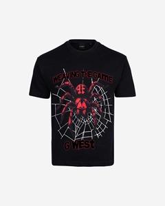 T-shirt tricoté pour homme style américain, logo personnalisé, 100% coton, coupe classique, délavé à l'acide, grammage lourd, motif araignée, lettres vintage - Product Image 3
