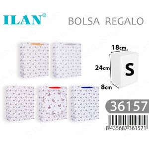 Borsa Regalo Ilan con Design a Farfalla, Taglia S, Sacchetto di Carta Bianco - Product Image 3