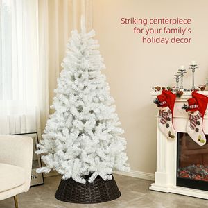 Albero di Natale Artificiale Bianco Non Illuminato da 2,1 m con 1000 Punte di Rami, Decorazione Festiva, Apertura Automatica e Base in Acciaio, Materiale PE PVC - Product Image 4