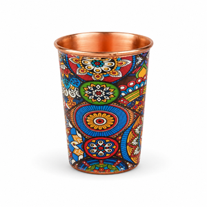 Handcrafted Printed Pure <b>Copper</b> Drinking Glass Ayurvedic Water Tumbler Designer <b>Copper</b> Cup for Home Kitchen Hotel Wholesale OEM - Product Image 1