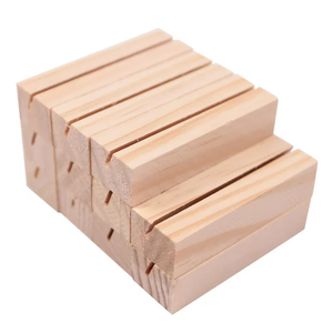 Supports de cartes en bois naturel, porte-cartes en bois dur naturel pour comptoir de magasin, bureau, affichage de cartes de visite et de prix - Product Image 6