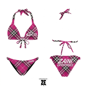 Conjunto de Bikini Personalizado para Mujer, 100% Poliéster, Sólido, Antibacterial, Reversible, con Relleno Extraíble, Transpirable, Cuello Pronunciado, Cintura Alta - Product Image 1
