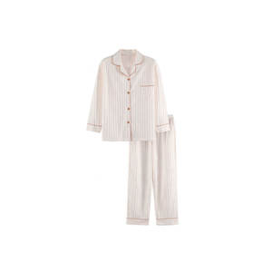 Ensemble de pyjamas en coton tricoté pour couple, collection Printemps-Automne 2026, manches longues, grandes tailles, vente en gros - Product Image 3