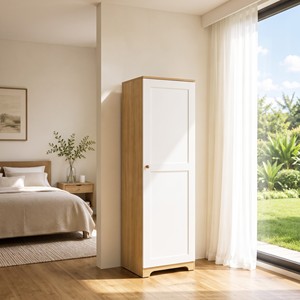 Armoire de chambre moderne 12_0170 à 1 porte, en bois, étroite, haute, avec rangement pour vêtements - Product Image 1