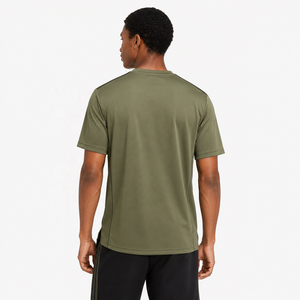 T-shirt en polyester respirant et écologique à manches courtes vert pour homme, séchage rapide, coupe classique, col rond, couleur unie, tricoté, 180g - Product Image 3