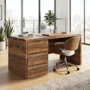 Premium wooden cube office <b>desk</b> executive computer writing table <b>study</b> <b>desk</b> solid teak wood storage drawers workspace decor unit - Product Image 5