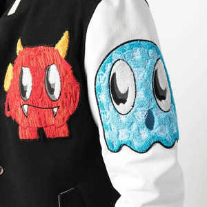 Custom OEM Private Label <b>Men</b> Satin Chenille <b>Letter</b> Snap Front Rib Collar Cuffs Hem Streetwear Varsity <b>Jacket</b> - Product Image 6