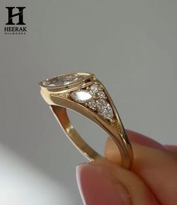 Anillo de compromiso minimalista de lujo con diamante de corte marquesa cultivado en laboratorio, joyería fina para mujer - Product Image 4