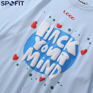 Camisetas de Hombre 100% Algodón, Secado Rápido, Transpirables, Corte Holgado, con Estampado Puff, Buena Calidad, Cuello Redondo, Tejido de Punto - Product Image 4