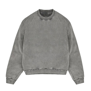 เสื้อสเวตเชิ้ตโอเวอร์ไซส์ทรงหลวม แขนเสื้อแบบดรอปไหล่ คอวี ทรงโอเวอร์ไซส์ ล้างสีแบบแอซิดวอช สไตล์สตรีทแวร์ วินเทจ สำหรับผู้ชาย ปี 2026 - Product Image 1