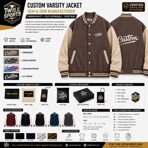Veste universitaire pour homme la plus vendue avec col rabattable, logo frontal, fermeture boutonnée en laine/polyester, coupe-vent et chauffante pour l'hiver - Product Image 5