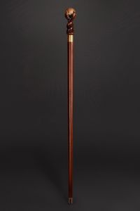 Canne de marche et bâton décoratif en bois poli plaqué argent moderne, objet d'art sculpté de collection haut de gamme - Product Image 2