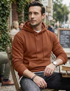 Sweat à capuche décontracté pour homme, haute qualité, 2026, style ample, en molleton 100% coton, grammage lourd, avec impression de logo personnalisé, couleur unie - Product Image 4