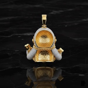 Colgante de Mono Iced Out Chapado en Oro de 18K con Moissanita, Estilo Hip Hop de Dibujos Animados, Joyería para Hombre, Colgante Bicolor Bling para Raperos - Product Image 5