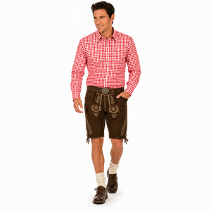 Camisa de Vestir Bávara Roja para Hombre, Estilo Oktoberfest, de Algodón, Manga Larga, Formal, Tradicional Alemán, Antiarrugas, para Verano - Product Image 3