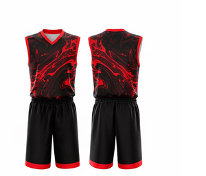 Ensemble d'uniformes de basketball personnalisés imprimés par sublimation intégrale, vêtements d'équipe en jersey et short en polyester respirant et à séchage rapide pour hommes et femmes - Product Image 2