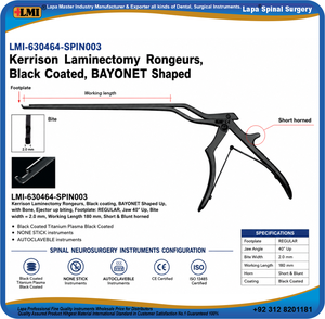 Rongeurs de Kerrison pour laminectomie, manuels, en forme de baïonnette, en acier inoxydable, revêtement noir plasma, antiadhésifs, autoclavables, pour la colonne vertébrale - Product Image 6