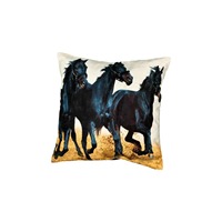 Housses de coussin en coton faites à la main 16x16, imprimées de chevaux noirs en course, art spirituel, coussins décoratifs pour canapé, lit, décoration intérieure, coffret cadeau