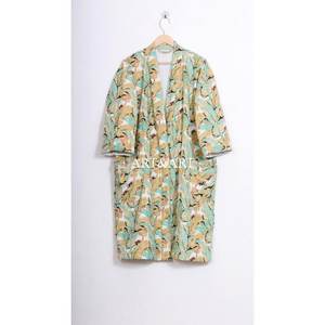 Hand-Stitched Black Patchwork Floral Design Summer Kimono Bath Robe Cut Work Cardigan Handmade Multi Kantha Quilted Quick Dry - Product Image 2