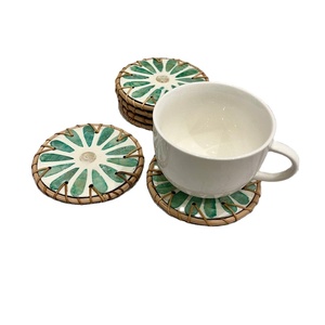 ชุดถาดรองแก้วลายมุกทำมือสไตล์คลาสสิกลายเปลือกหอยโมเสกตัวหนา - Product Image 1