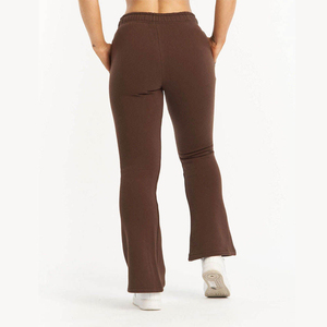 Pantalon évasé ample marron foncé pour femme, respirant, décontracté, grande taille, automne, simple, tissé, coupe ample, longueur intégrale, 100% coton - Product Image 2