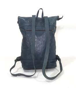 Minimalist Leather Roll Top <b>Backpack</b> Genuine Cowhide Laptop Bag Mens Travel Rucksack for Daily Commuting LTBP-0072 - Product Image 3