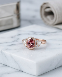 Bague de fiançailles de luxe plaquée or rose 18 carats avec accents de diamants taille poire, sertissage à griffes, style romantique, bijoux fins pour femme - Product Image 5