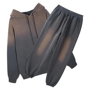Ensemble de survêtement délavé effet soleil 2026, 400 GSM, en coton épais 100 %, comprenant un sweat à capuche et un pantalon de jogging - Product Image 5