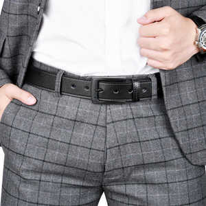 Cinturón Formal de Cuero Genuino Negro, Hebilla de Acero Rectangular, Moldeado en una Sola Pieza, Cinturón Duradero para Hombre de 1 3/8 Pulgadas de Ancho - Product Image 6