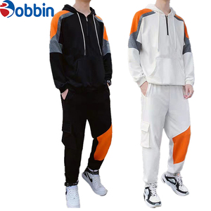 Conjunto Deportivo Personalizado para Hombre con Bloques de Color, Sudadera con Capucha, Pantalones Joggers con Cierre Frontal, Transpirable, de Poliéster y Algodón, para Otoño - Product Image 3